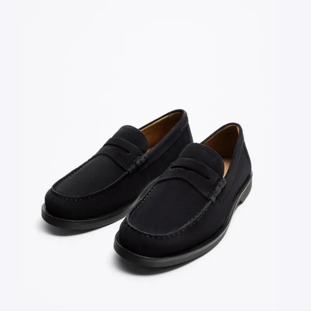 ❌️SOLD❌️ZARA SUEDE PENNY LOAFERS SIZE 10 - Picture 1 of 11